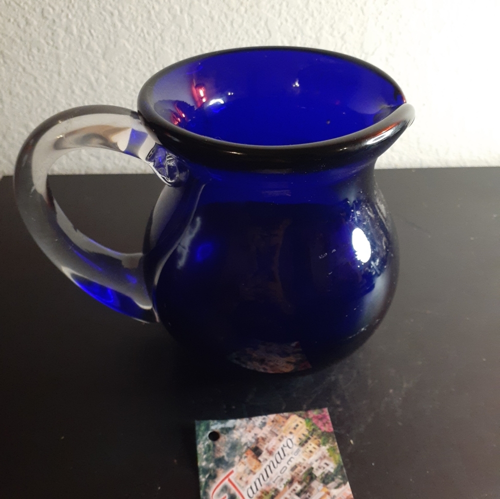 GORGEOUS Tammaro Italy Blown Glass 5" Cobalt Blue Pitcher Vase.
